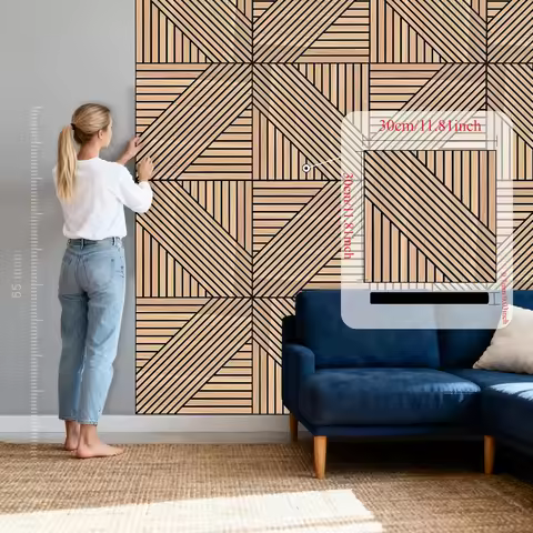 Line Wood Wall Decoration Panel Peeling and Pasting Soundproof Home Interior Wall Decoration Soundpr