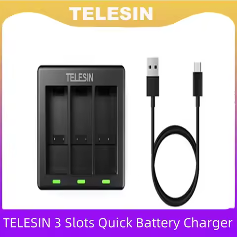 TELESIN Quick Battery Charger 3 Slots Battery Charger for GoPro 9 10 11 for GoPro Hero Black 11 10 9