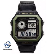 Casio Digital Square Black And Green Men's Watch AE-1200WHB-1B