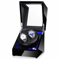 Premium Auto Watch Winder Automatic Rotate Watch Box 2+0 Black Carbon TPU Leather