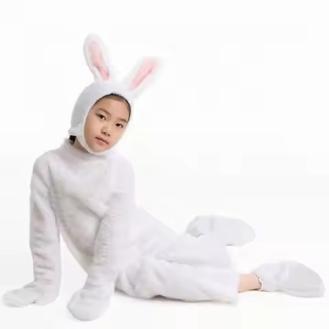 Soft Hare Jumpsuit | Attached Mittens and Footies, Bunny Costume, Bunny Costume with Hood, for Stage