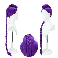 [xdnblun] Anime Cosplay Wig, Heat Resistant Synthetic Fiber Long Purple Braided Wig, Costume Accesso