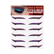West Month Glitter Eyeliner Sticker Set Waterproof Reusable Eye Makeup Self-adhesive Sticker Beauty