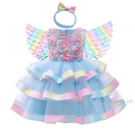 Unicorn Dress for Kids Girls Unicorn Wings Rainbow Dress for Kids Girl 7 Years Old Tutu Layers Ball 