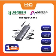 UGREEN 6in1 Converter Hub Type C For Macbook Laptop USB 3.0 HDMI SD TF Card - 20956 6in1