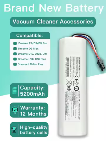 14.4V 5200mAh Battery For Dreame F9,D9, D10, D10s, D10 Plus, L10 Pro Plus, L10, L10s, Z10Pro Vacuum 