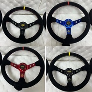 OMP MOMO 14'' Inch 350mm Suede Style Deep Dish Racing Steering Wheel