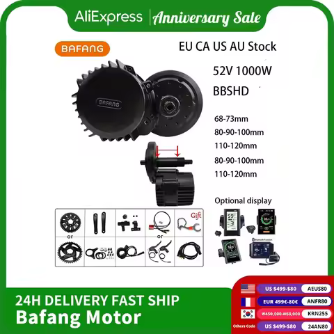BAFANG-Ebike Conversion Kit, Mid Drive Motor, BBSHD, BBS03B, BB, 68mm, 73mm, 90mm, 100mm, 110mm, 120