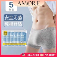 5 pcs Disposable Men's Boxers Male Brief Plus Size Cotton Underwear Seluar Dalam Lelaki Pakai Buang