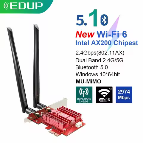 EDUP EP-9636GS 3000M Dual Band 802.11AX Wifi 6 AX200 PCI-e PCI Express Network Card Bluetooth 5.1 PC