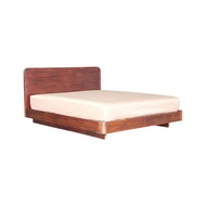 Minimalist Dark Solid Teak Wood Queen Cambrea Bed Frame with Head Board Bedroom