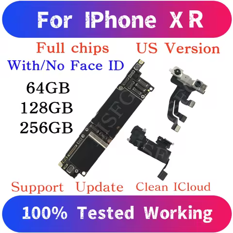 Fully Tested 100% Working Mainboard For iPhone XR With Face ID 64g/256g Clean ICloud Unlocked Mother