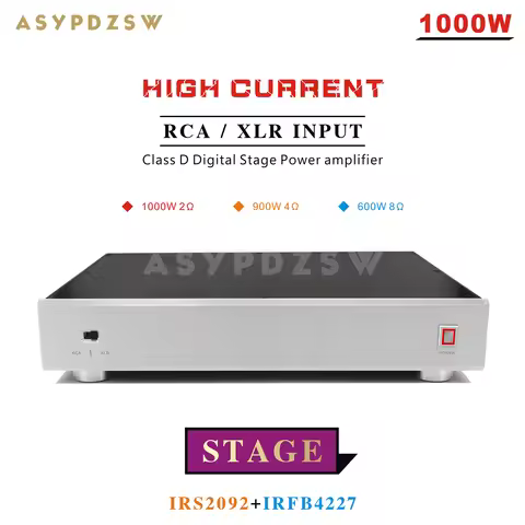AS1000-II High Power Stereo IRS2092+IRFB4227 1000W Class D Digital Stage Power Amplifier With RCA/XL