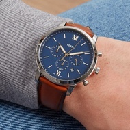 🇲🇾 FOSSIL NEUTRA CHRONOGRAPH BLUE+Gold LEATHER MEN WATCH fs5453