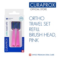 Curaprox Ortho Travel Set Spare Brush Head for CS 5460 Ortho, Pink, 2 Pcs (For Braces Care)
