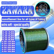 Senar pancing kecil kuat 15kg anti kriting ZAWARA fishing line hijau lumut