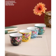 Set of 4 Tea Cups and 4 Cups with Peach Pattern