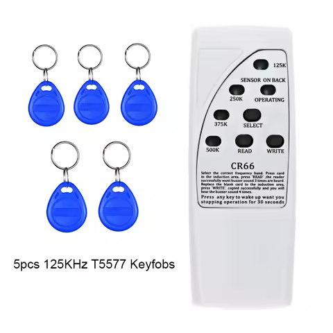 Handheld 125KHz EM4100 RFID Copier Writer Duplicator Programmer CR66 Reader + T5577 Rewritable ID Ta