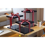 (Part 2)Cake Box 6/8/10/12/14inch Heighten Transparent cake box birthdagift box packaging White Base