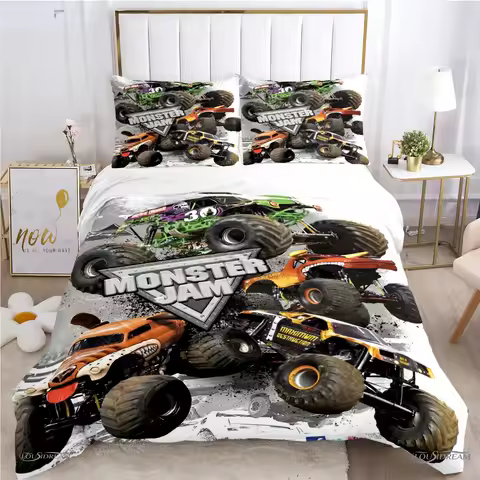 Monster Truck Duvet Cover Catroon Monster Jam Bedding Sets Soft Quilt Cover And Pillowcases For Teen