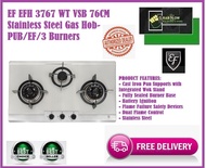 EF EFH 3767 WT VSB 3 BURNER STAINLESS STEEL GAS HOB | FREE SHIPPING  FAST DELIVERY