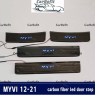 CarRefit Perodua Myvi 2012-2022 carbon fiber led door step sill plate 4PCS myvi accessories