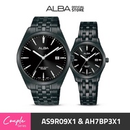 Jam Tangan Couple Alba AS9R09 & AH7BP3 Black Stainless Steel