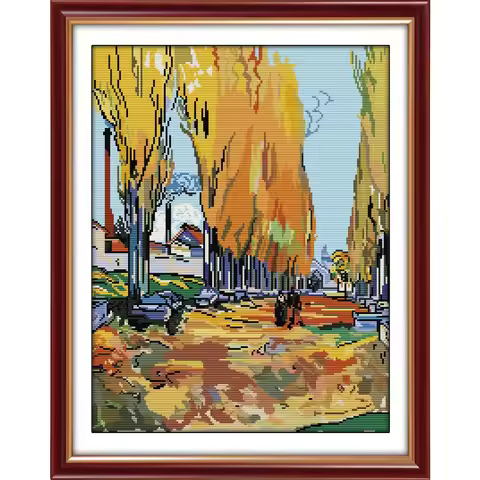 Van Gogh-Ariscamp, Avenue Arles cross stitch kit 14ct 11ct count print canvas hand sew cross-stitchi