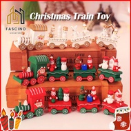 【SG】Christmas Train Toy Home Xmas Decor Painted Wooden Carriage Toys Christmas Gift for Kids