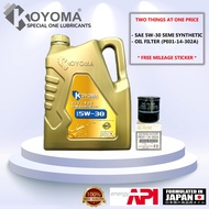 MAZDA 2 , MAZDA 3 ,MAZDA 6 SKY-ACTIV ,CX3 ,CX5, OIL FILTER PE01-14-302 + KOYOMA 5W30 SEMI SYNTHETIC 