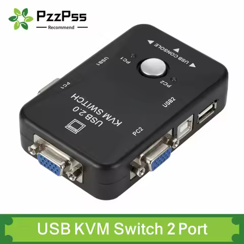 PzzPss USB KVM Switch 2 Port VGA SVGA Switch Box USB 2.0 KVM Mouse Switcher Keyboard 1920*1440 VGA S