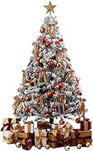 Christmas Tree, 4/5/6ft Snow Flocked Artificial Christmas Tree with Decorations and Lights, Holiday Christmas Pine Tree for Home, Office, Party Decoration, White (Size : 6ft)