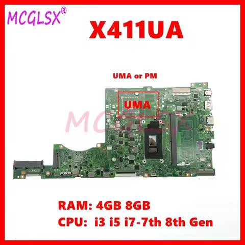 X411UA Laptop Mainboard For Asus S4000V X411UQ S4200V X411UF K411UN A411UF K411UQ X411UN X411UV F411