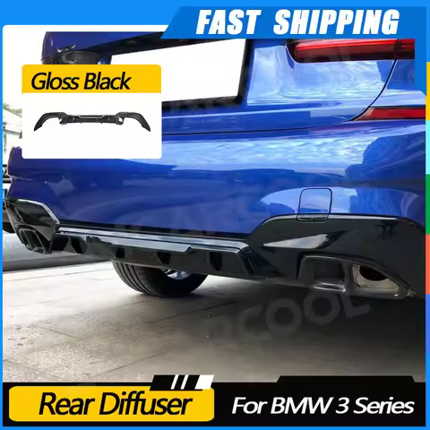 JMCARCOOL PP Rear Bumper Lip Diffuser Spoiler For BMW 3 Series G20 G28 M Sport 2019 2020 Square Exha