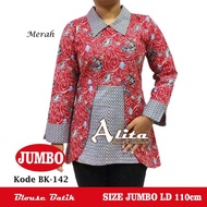Blouse Batik Jumbo/ Atasan Batik Jumbo/ Kemeja Batik Wanita Jumbo 1