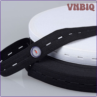 VNBIQ อุปกรณ์เย็บผ้า DIY 15มม. 20มม. 25มม. กระดุมยางยืดสีขาวดำกางเกงเอวปรับได้5เมตร/10เมตร BVNEA