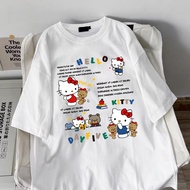 Korean style women clothing | Oversized Crew Neck T-shirt 100% cotton | kitty print  stylish casual 