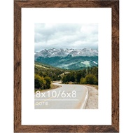 8x10 Picture Frame with 6x8 Mat Deep Brown, Display 6x8 with Mat or 8x10 Without Mat, Wood 8 by 10 P