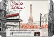 Conté à Paris 750411 Esquisse Set in Metal Box - 7 Sketch Pencils, 6 Carré Chalks and Accessories - 