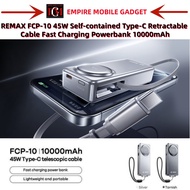 REMAX FCP-10 45W 10000mAh Powerbank Self-Contained Type-C Retractable Cable Fast Charging Mobile Pow