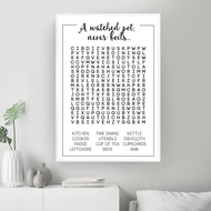 15x20cm No Frame 15x20cm No Frame as shown Kitchen Word Search Prints Black And White Minimali Kitchen Themed Sign Wall Art Decor Learning Poster Canvas Painting Picture