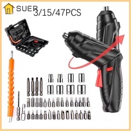 SUER 3/15/47PCS 3.6v Electric Screwdriver Kit, Portable Power Tool Power Tools Set Rechargeable Cord