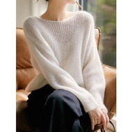 New Loose Lazy Style Round Neck Pullover Long Sleeve Knitted Top 6866
