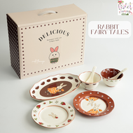 Violet Flamingo จานชามเซรามิครุ่น Rabbit Fairy Tail จานลายกระต่ายสุดคิ้วท์ เข้าไมโครเวฟได้