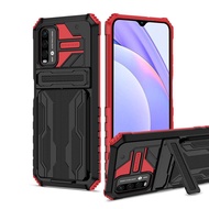 สำหรับ Xiaomi Mi 11 Lite Poco M3 X3 NFC Redmi Note 9 9A 9C 9S 9T 10 10X 10S Pro 5G Max 4G เคสโทรศัพท์เกราะกันกระแทกเกรดทหารสล็อตการ์ดเคสแบบมีขาตั้ง