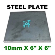 STEEL PLATE BASE PLATE 10mm THICK X 6 X 6 INCHES