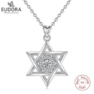 EUDORA 925 Sterling Silver Star of David & Cubic Zirconia Pendant Necklace Fashion Hexagram CZ Jewel