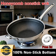Nonstick Honeycomb Induction Cooker Pot with Glass Lid 32/34/36cm