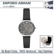 (SG LOCAL) Emporio Armani AR11171 Gianni Crystal Quartz Leather Strap Women Watch