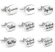 Men's Wedding Cuff Links Silver Color 10 Option Oval Design Groom Best Man Groomsman Cufflinks Whole